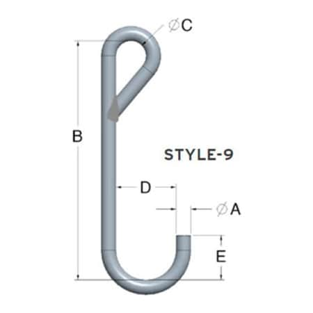 M&W 3/8 X 6 Working Length J-Hook Style 9